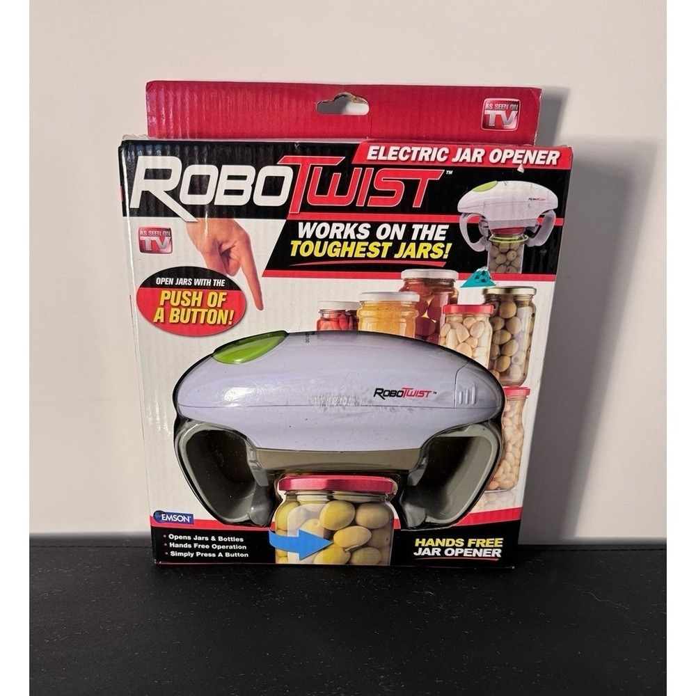 RoboTwist Electric Jar Opener One Touch Electric Handsfree Easy‎ Jar Opener NEW